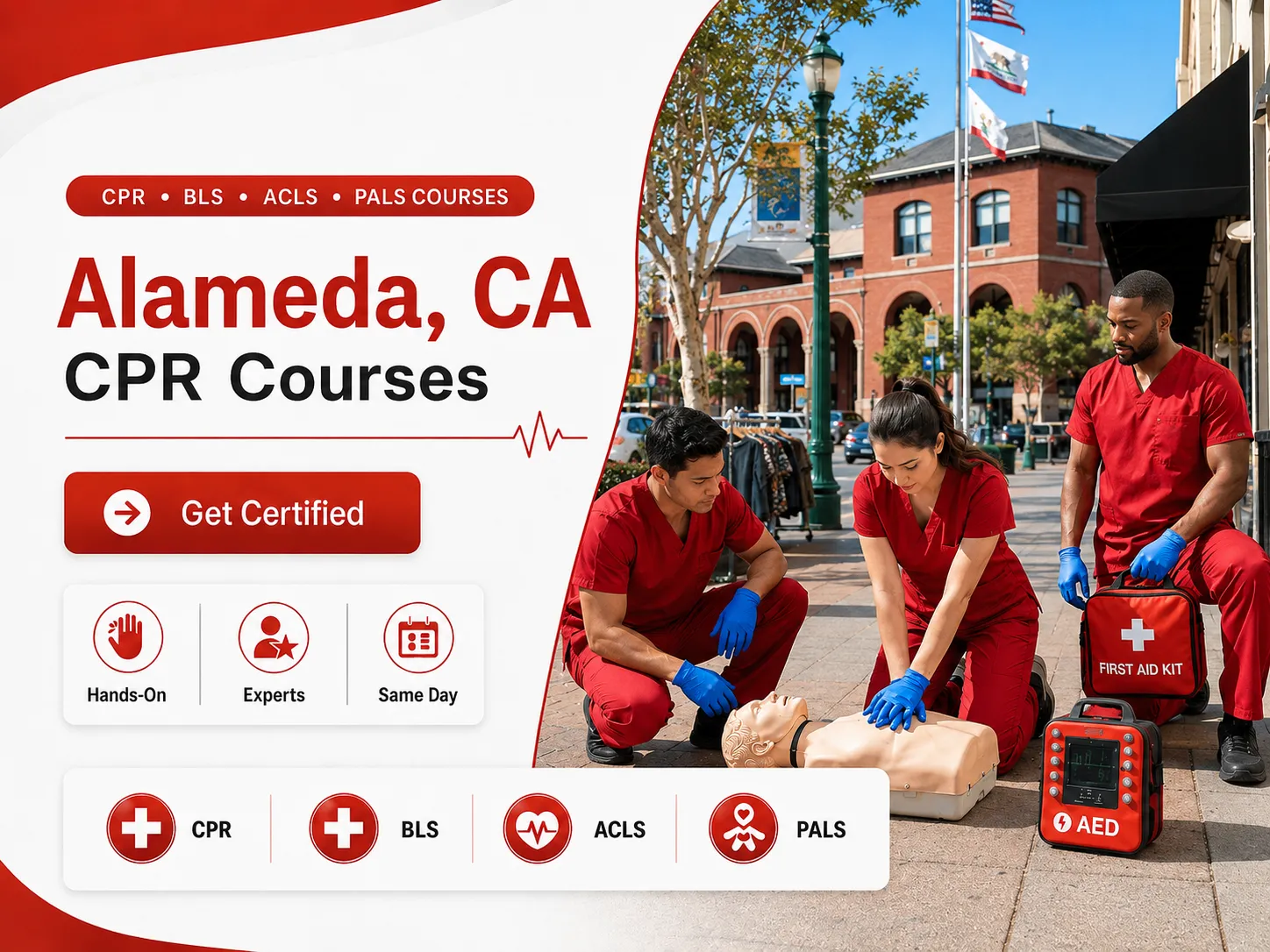 CPR BLS training session with AHA-certified instructor in Alameda, CA