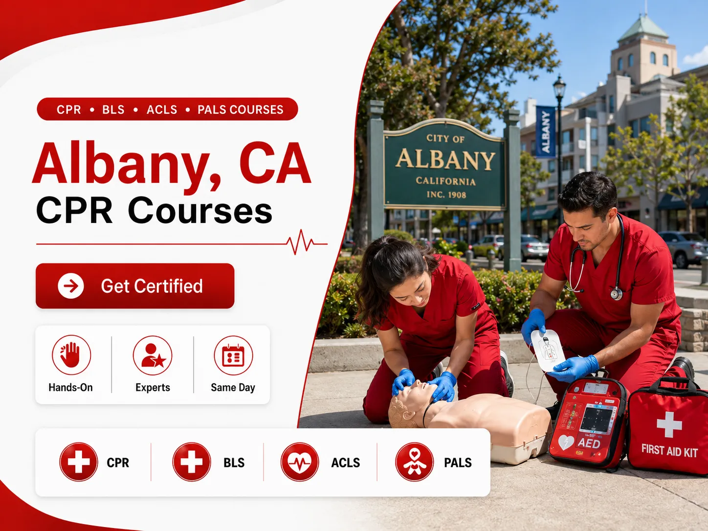 Certified CPR instructor teaching BLS class in Albany, CA